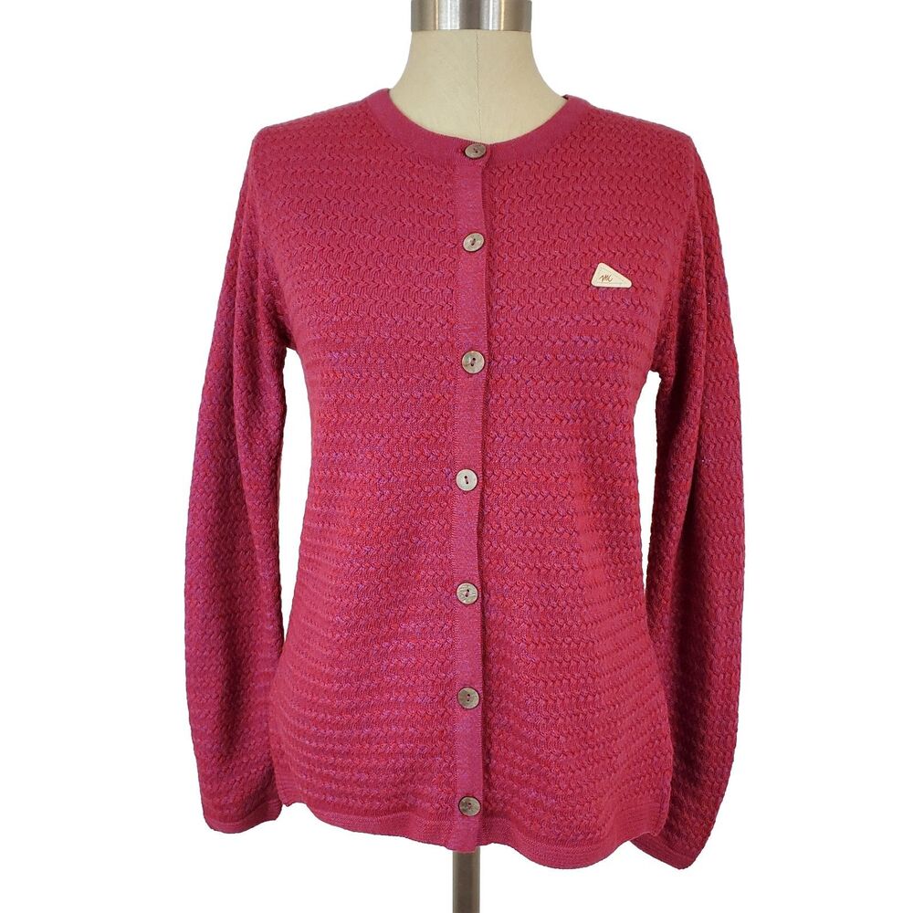 Monte Carlo Merino Wool Blend Cardigan Sweater Button 38 Pink Fisherman Preppy